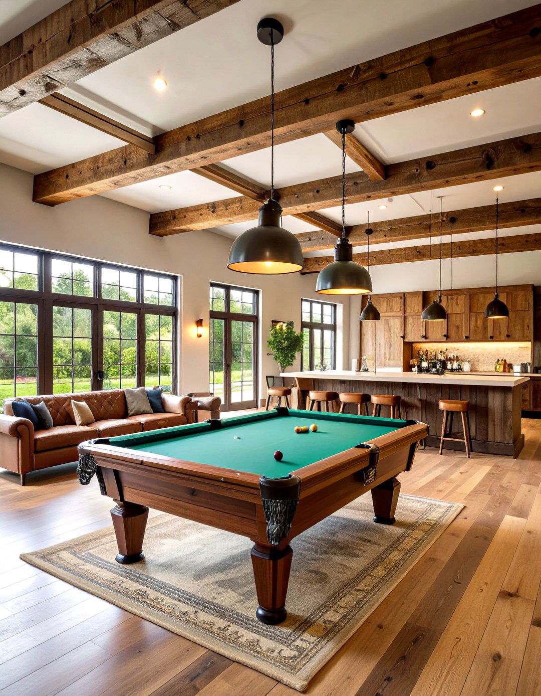 Game Room with Pool Table - 24 Rustic Barndominium Interior Design Ideas