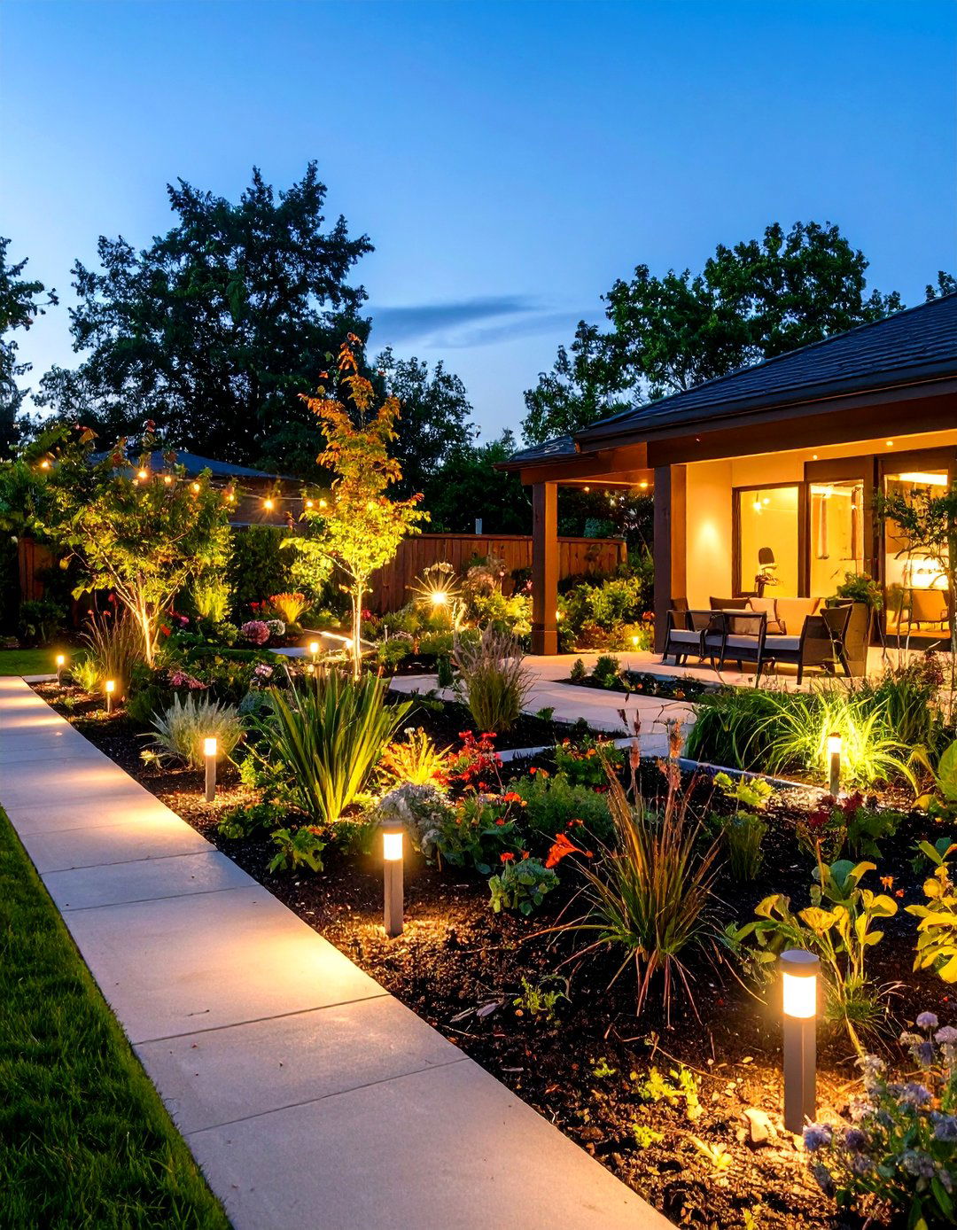 Garden Bed Accent Lighting with Plant Highlighting - 24 Outdoor Lighting Ideas