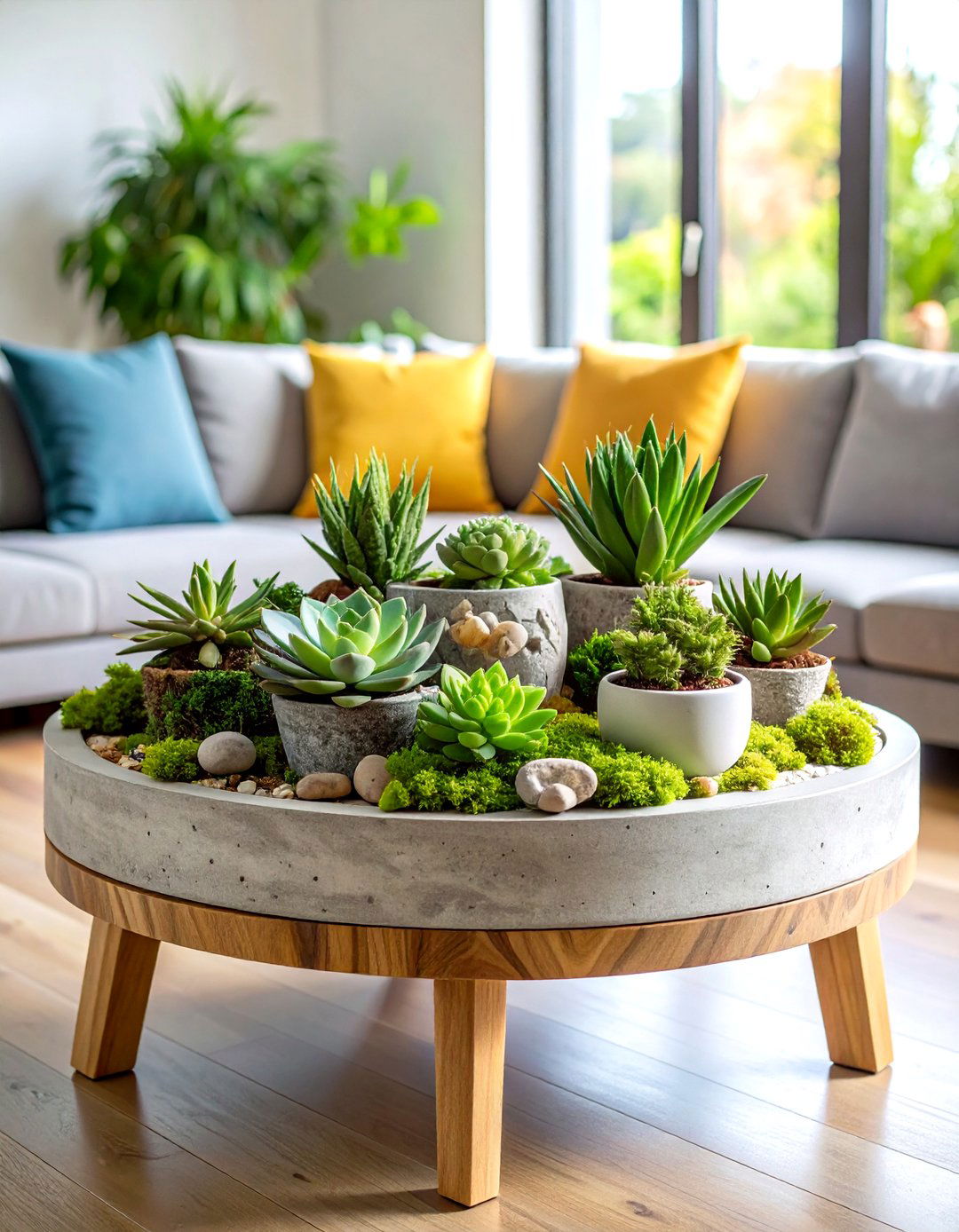 Garden Coffee Table Centerpiece with Succulents - 24 Coffee Table Centerpiece Ideas