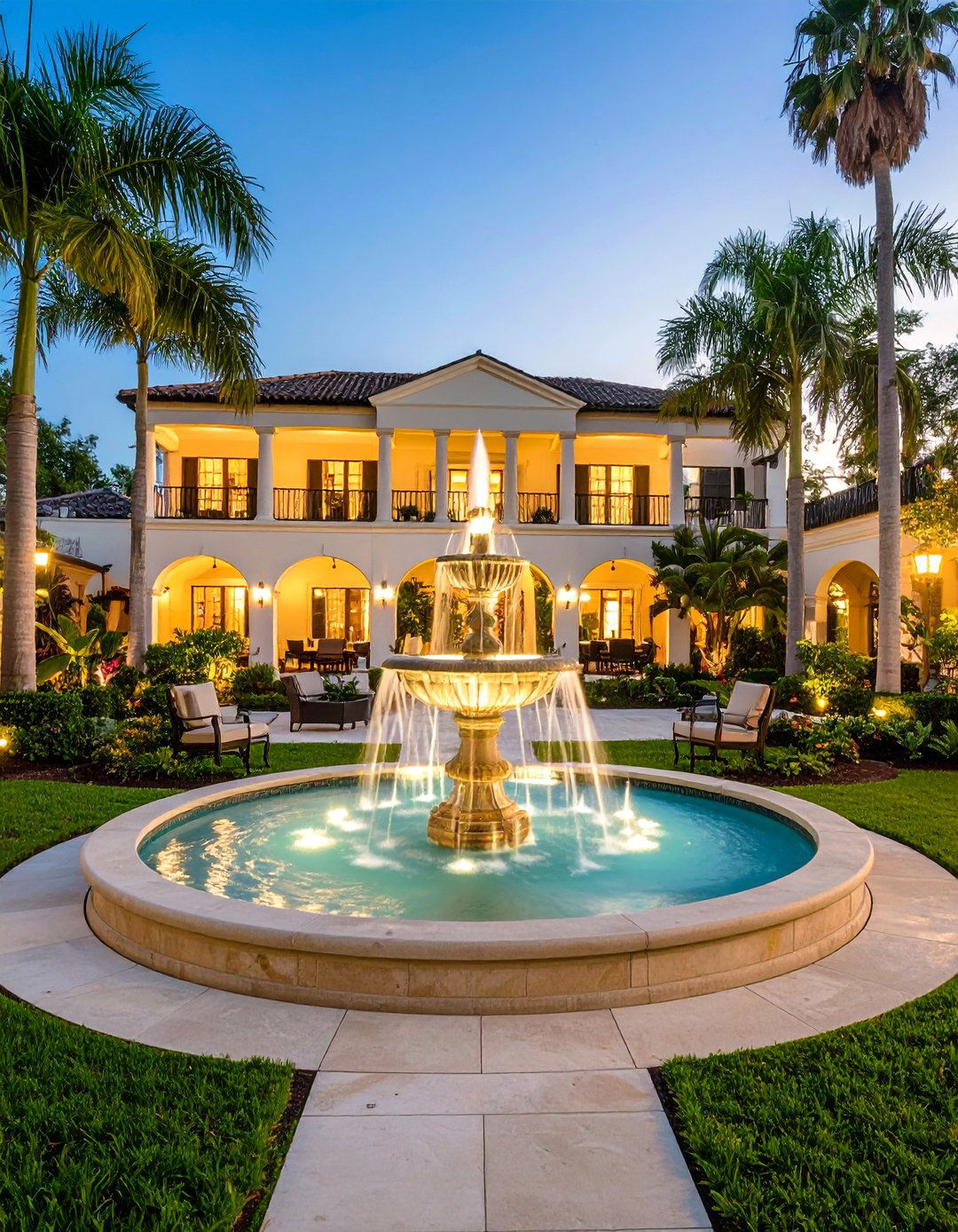 Garden Fountain Courtyard - 24 Florida Backyard Ideas