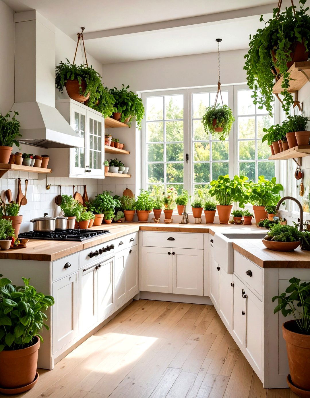 Garden Herb Kitchen with Botanical Displays - 24 Shabby Chic Kitchen Ideas