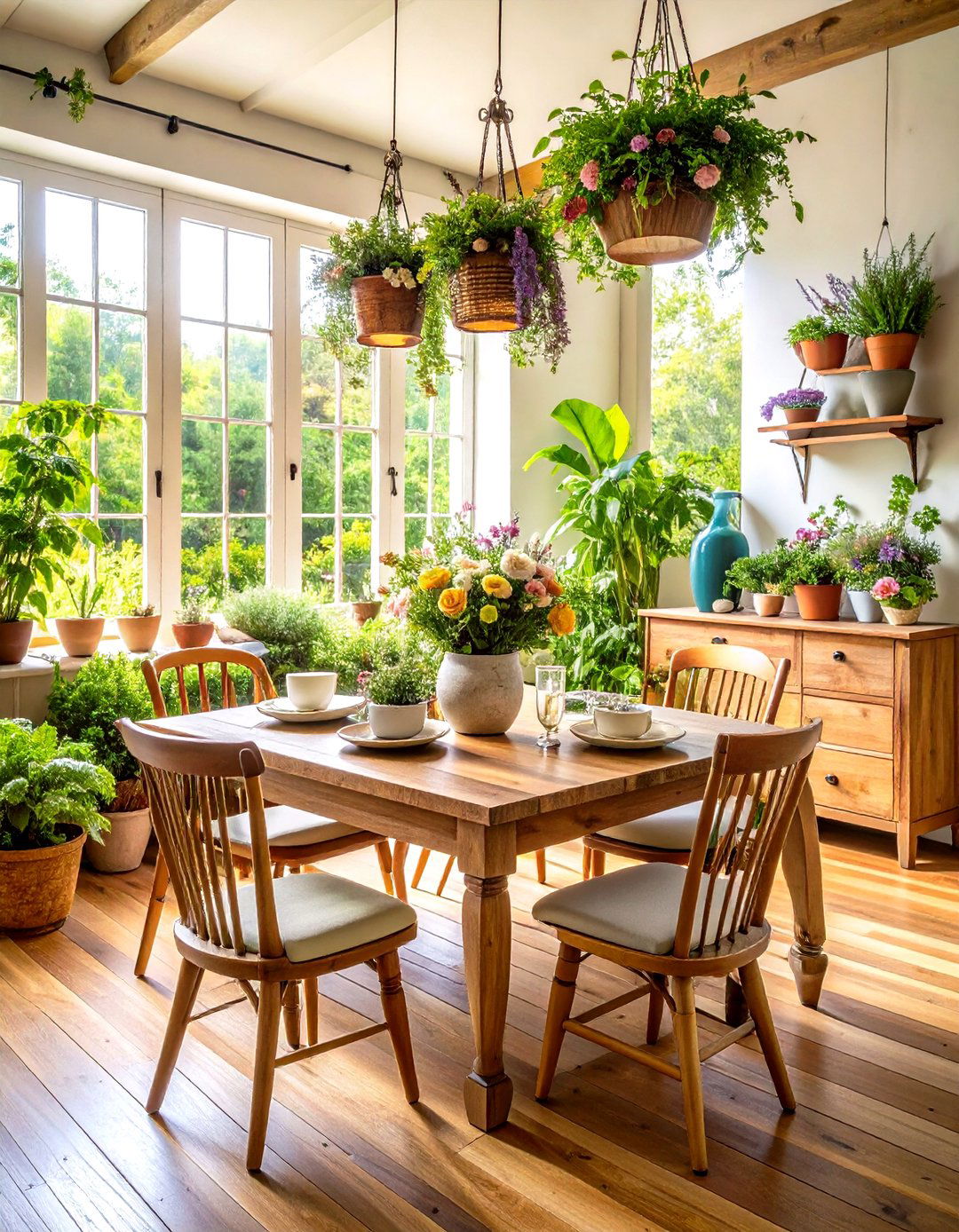 Garden Inspired French Country Dining Room with Natural Elements - 24 French Country Dining Room Ideas