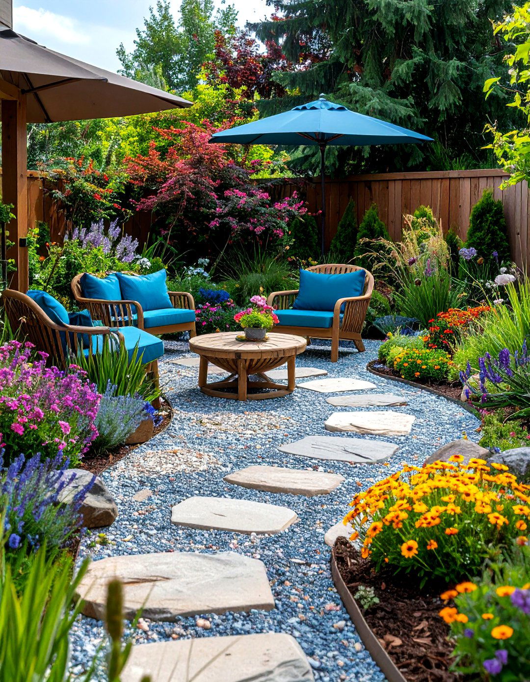 Garden Integrated Nature Patio Among Plants - 24 Backyard Patio Ideas