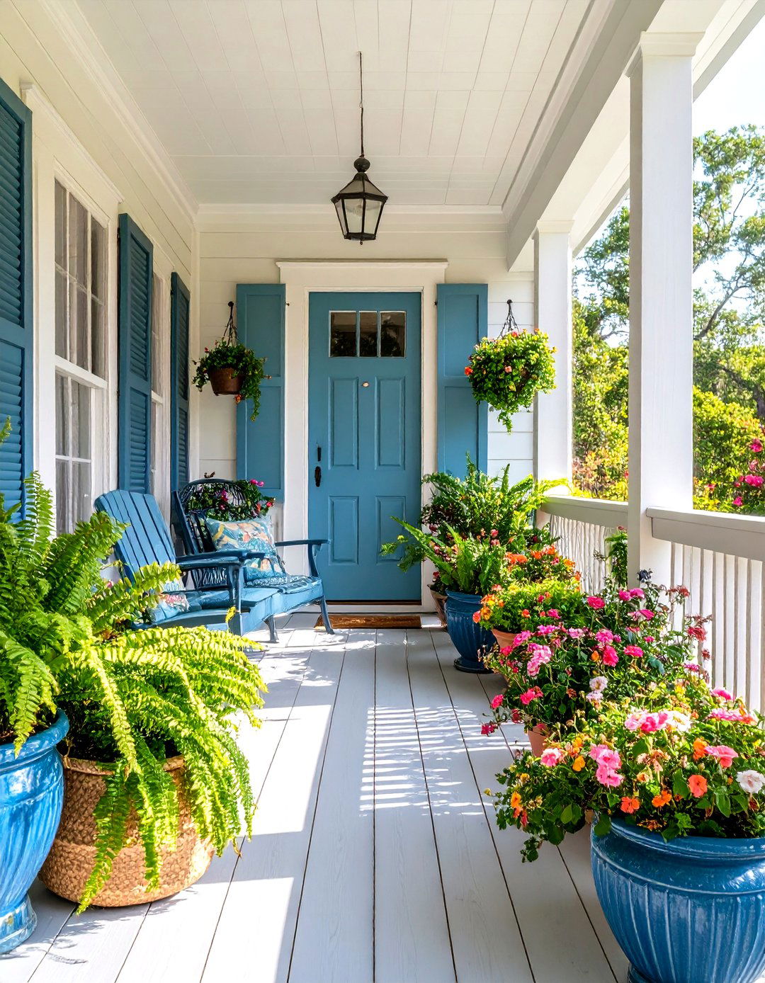 Garden Integration and Planter Arrangements - 24 Southern Front Porch Ideas