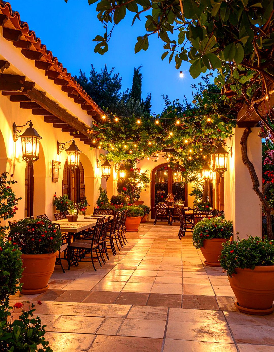 Garden Mediterranean Courtyard Lighting Style - 24 Garden Lighting Ideas