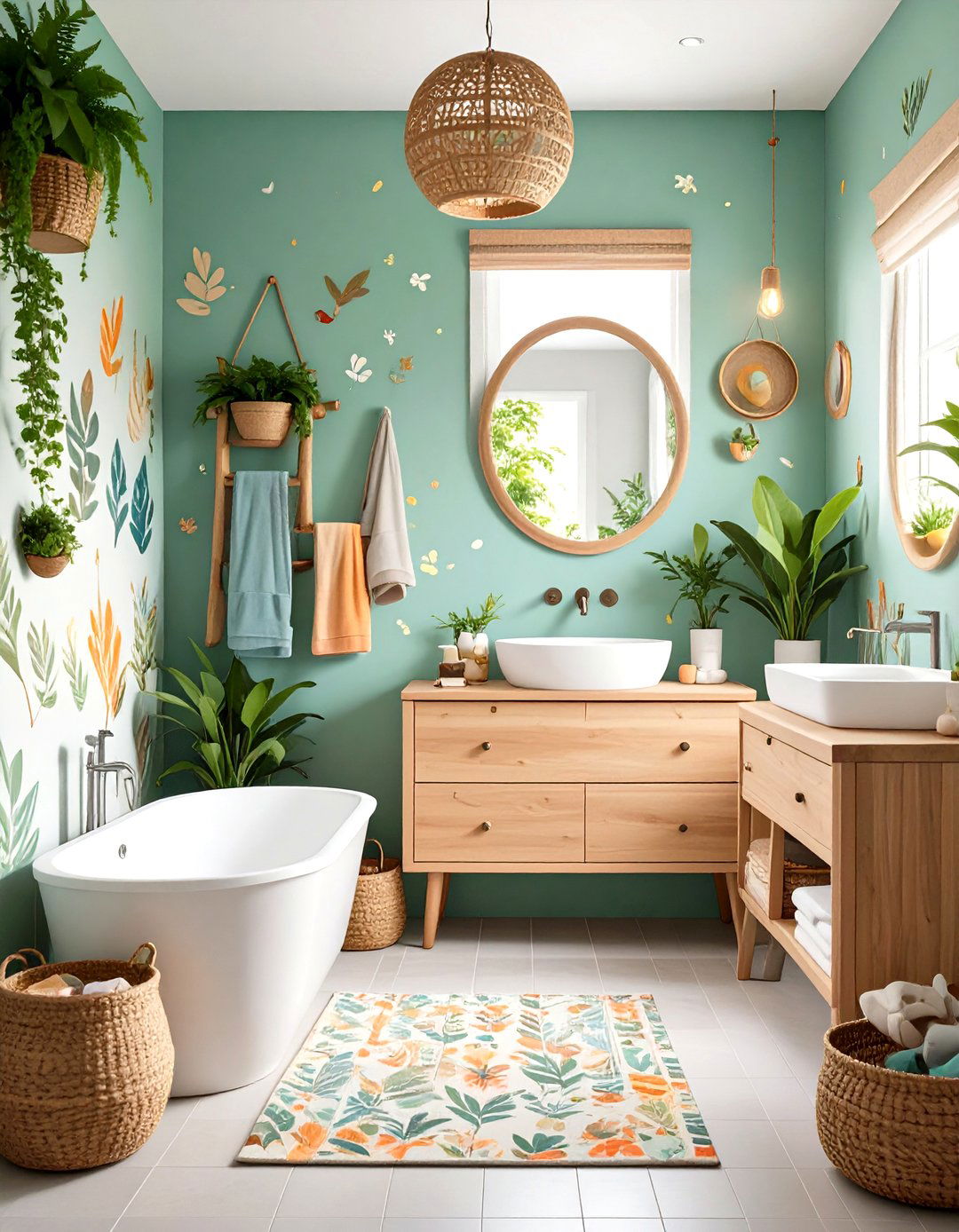 Garden Nature Bathroom Design - 24 Kids Bathroom Ideas