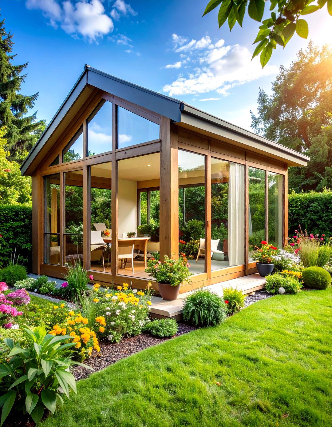 Garden Office with Corner Window Configuration - 24 Garden Office Ideas