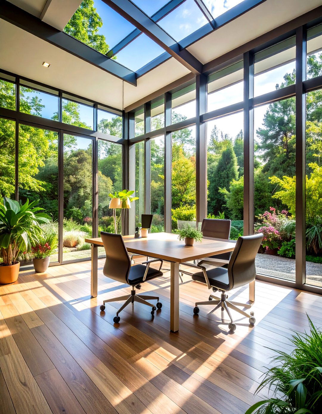 Garden Office with Floor to Ceiling Windows - 24 Garden Office Ideas
