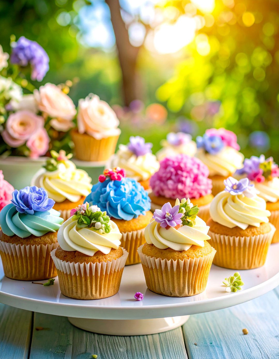 Garden Party Floral Buttercream - 24 Wedding Cupcake Ideas