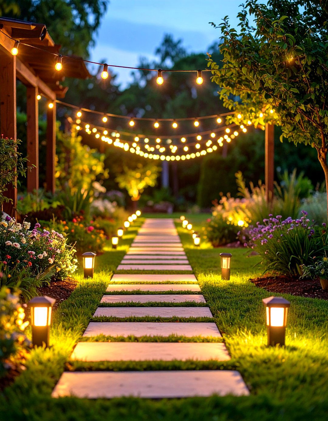 Garden Path String Light Guidance - 24 Patio String Light Ideas