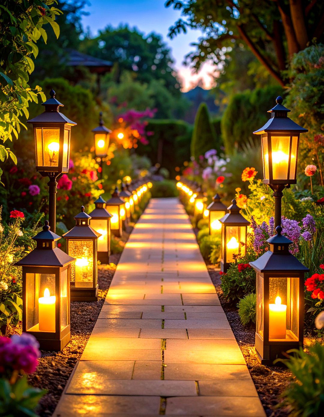 Garden Pathway Illumination Design - 24 Lantern Decor Ideas