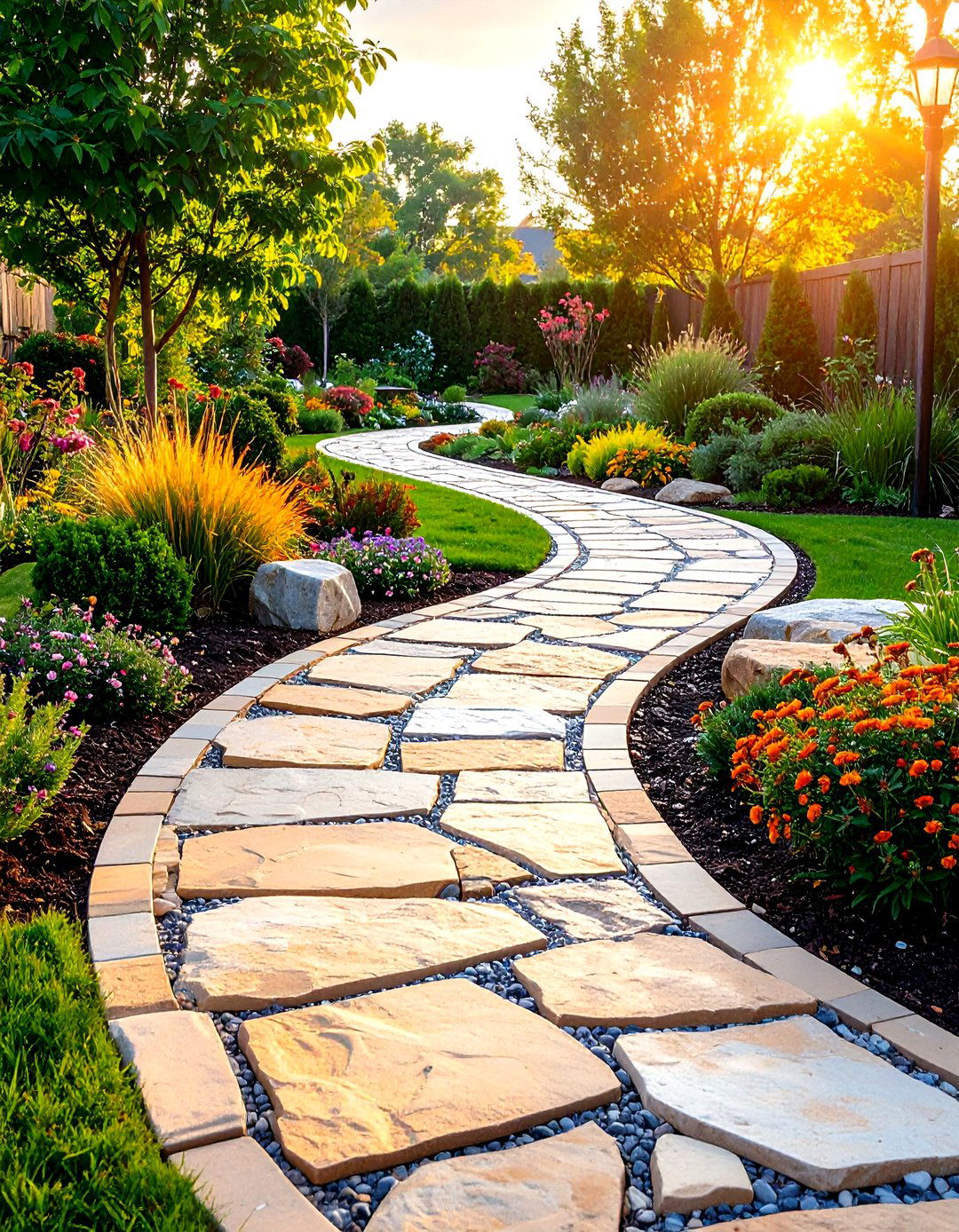 Garden Pathway Integration System - 24 cobblestone patio ideas