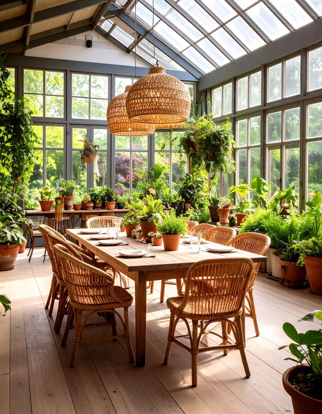 Garden Room Dining Area with Botanical Vintage Elements - 24 Vintage Dining Room Ideas