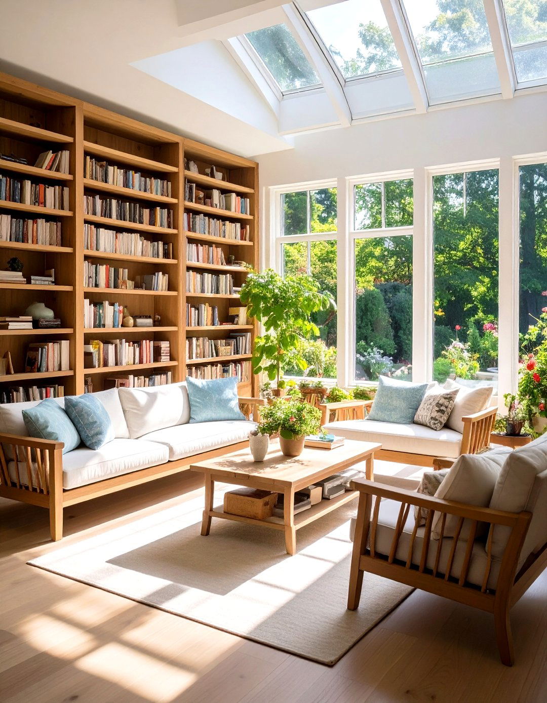 Garden Room Library with Natural Views - 24 Home Library Ideas
