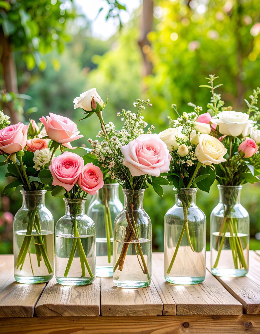 Garden Rose Romance - 24 Bud Vase Wedding Centerpiece Ideas