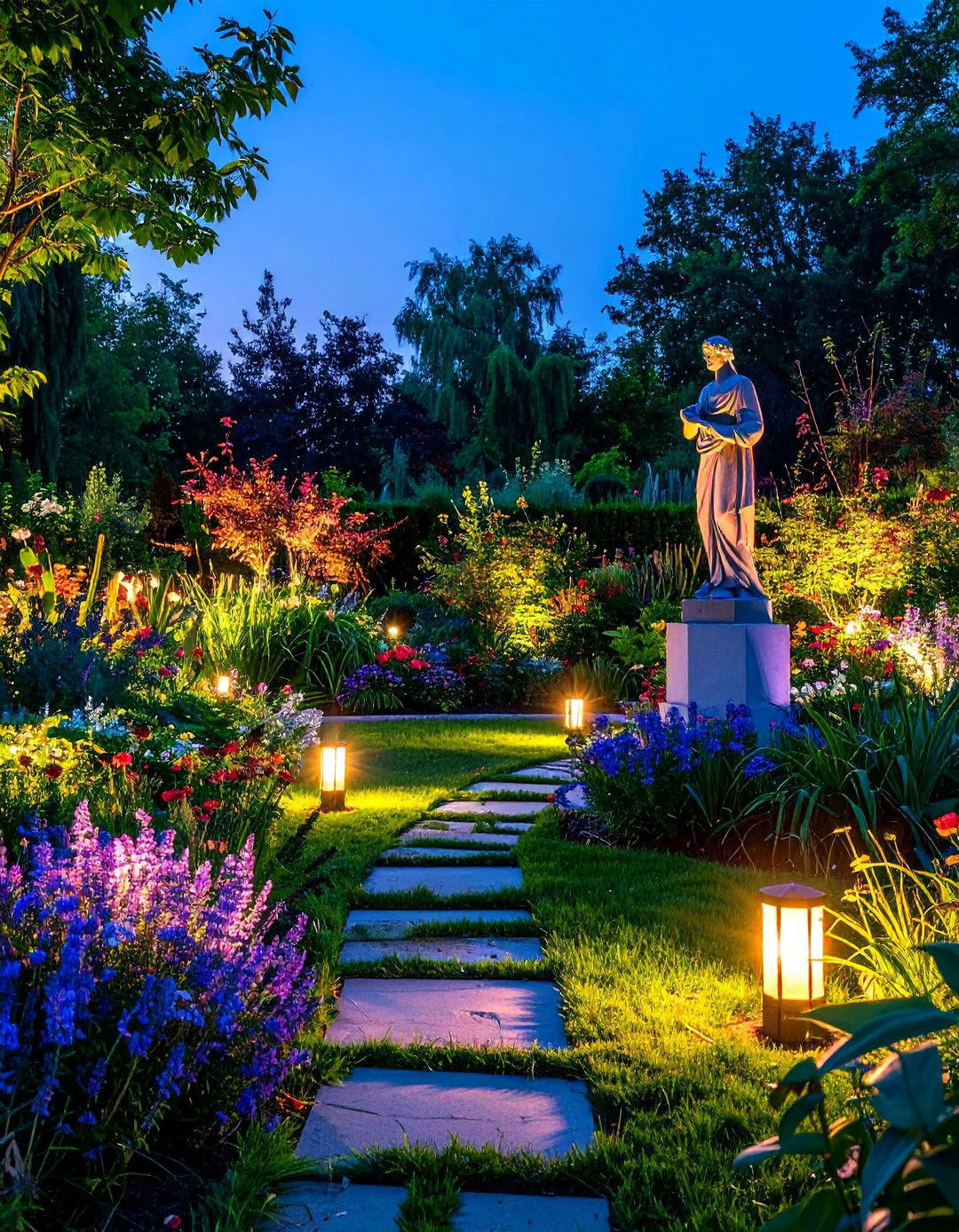 Garden Sculpture and Art Illumination Theme - 24 Garden Lighting Ideas