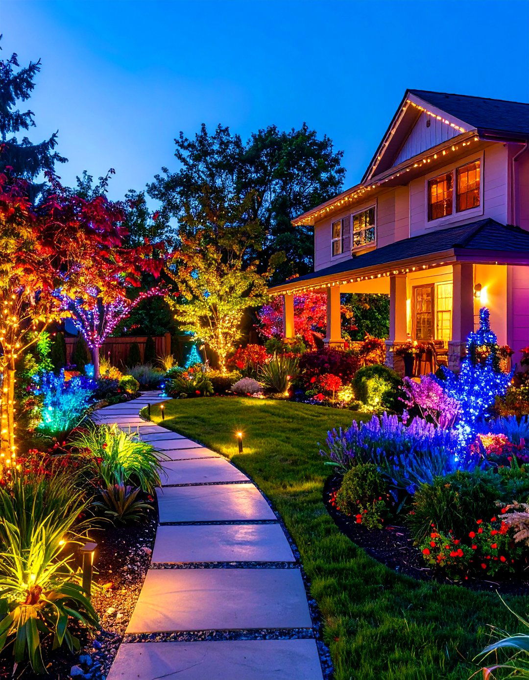 Garden Seasonal Color Changing Light Display - 24 Garden Lighting Ideas