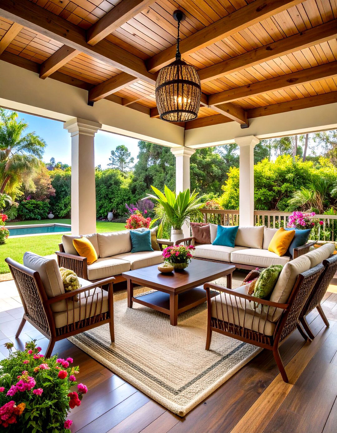 Garden View Lanai with Lush Landscaping - 24 Lanai Porch Ideas