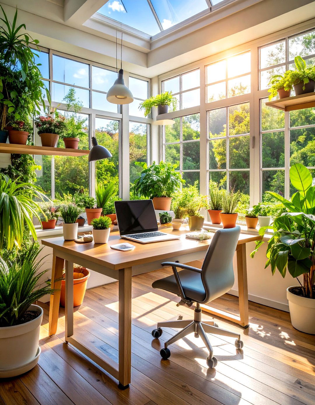 Garden Window Desk with Plant Integration - 24 Desk in Front of Window Ideas
