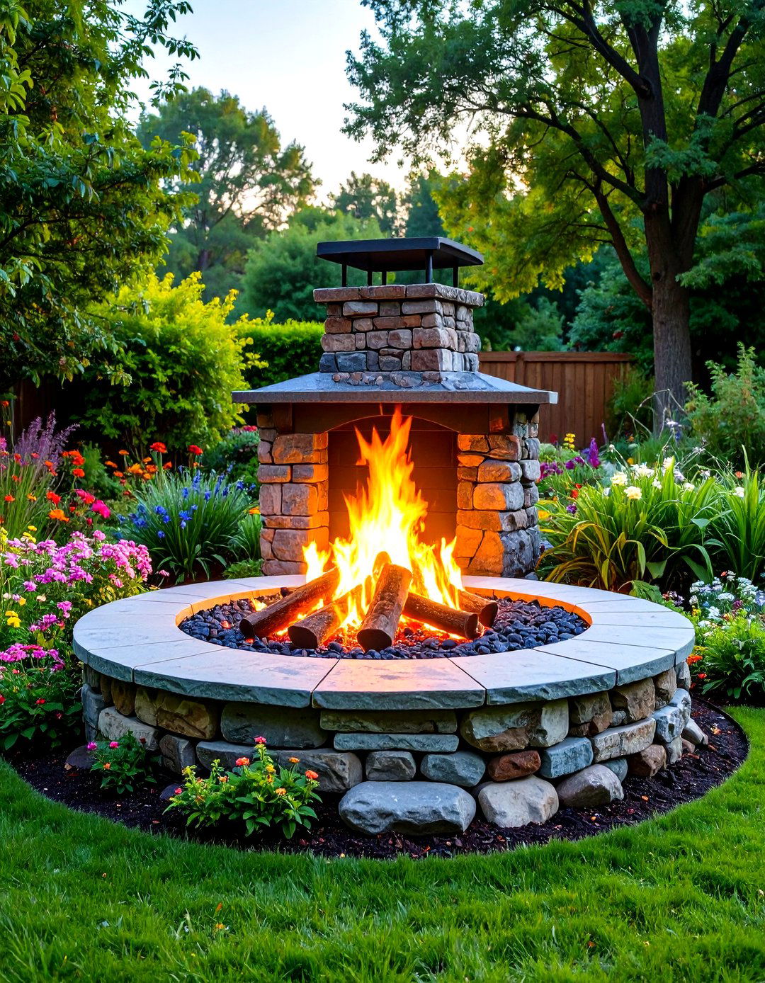 Gas Fire Feature Garden Integration - 24 Outdoor Fireplace Ideas