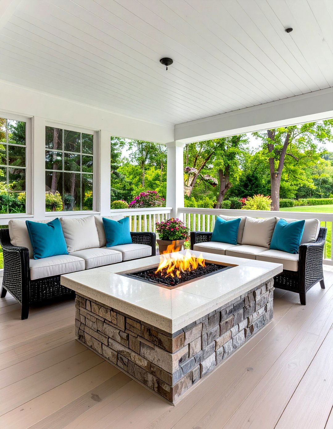 Gas Fire Table Integration - 24 Porch Fireplace Ideas