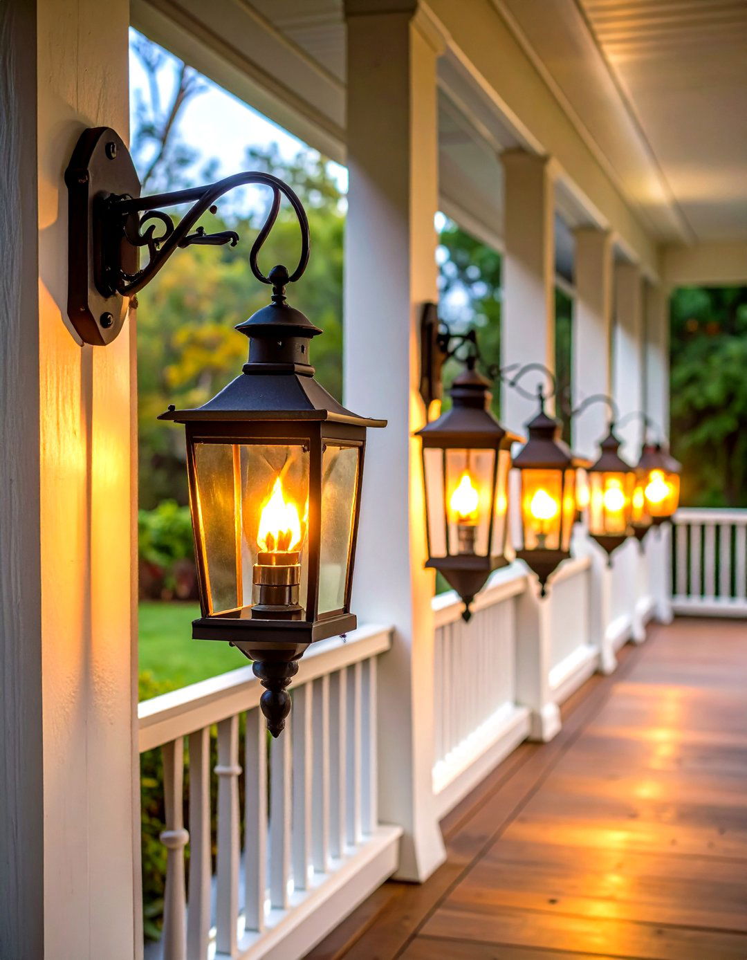 Gas Lantern Lighting Features - 24 Southern Front Porch Ideas