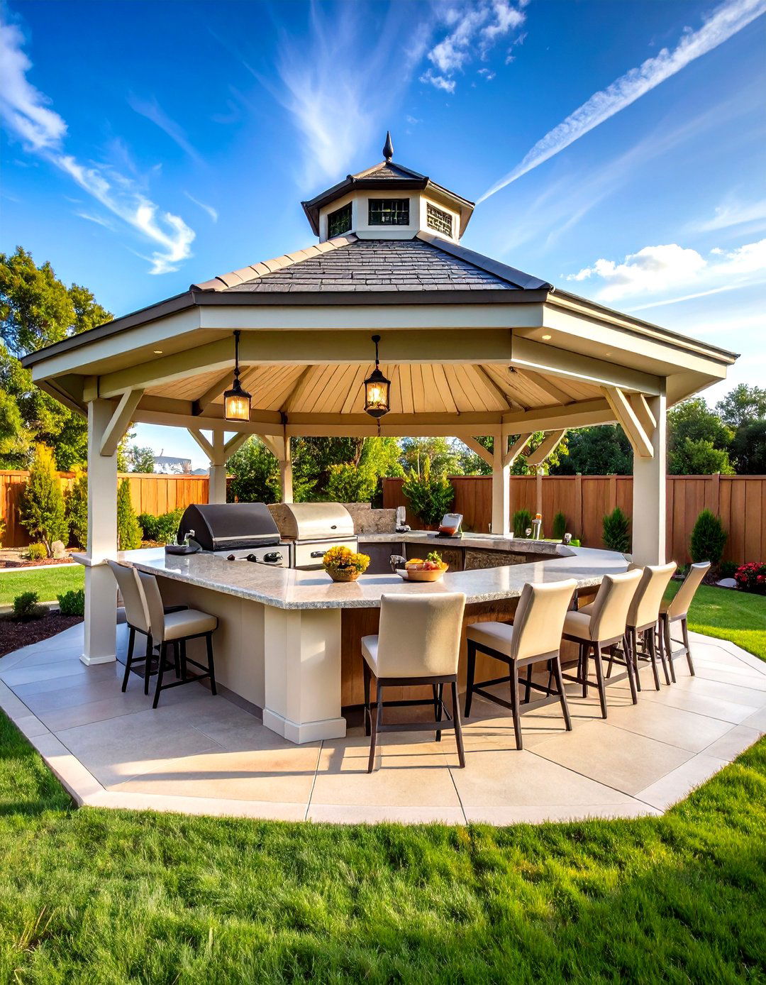 Gazebo with Outdoor Kitchen - 24 Covered Patio Ideas