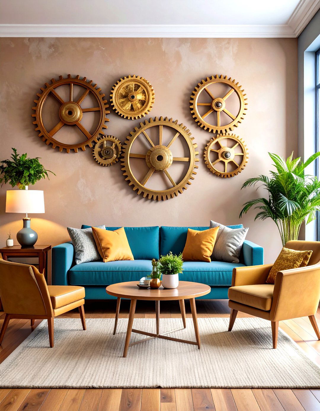 Gear Inspired Wall Art - 24 Steampunk Living Room Ideas