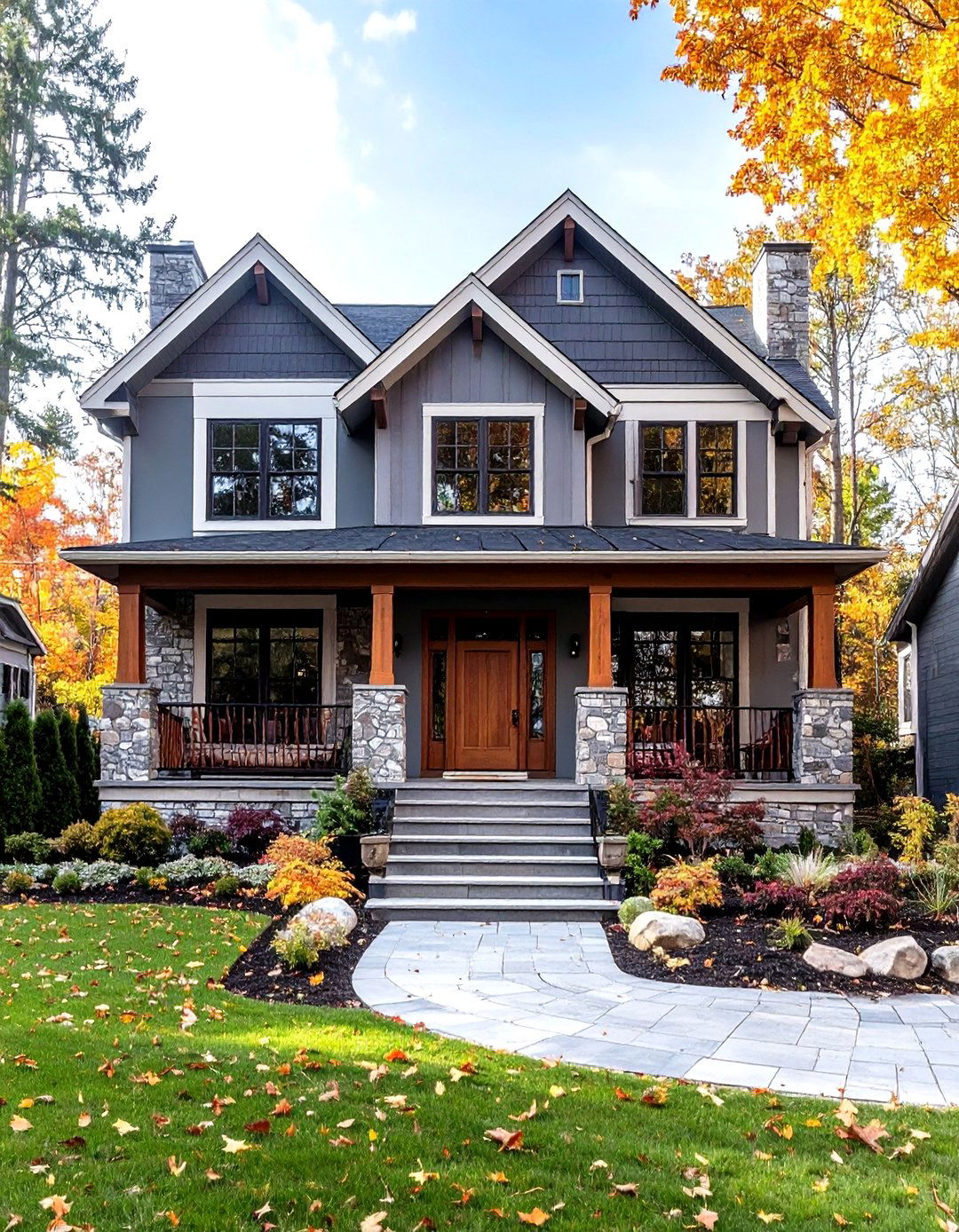 Gentle Stone Gray Application - 24 Exterior Brick Paint Color Ideas