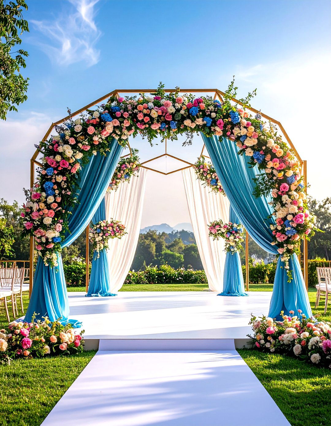 Geometric Arch Ceremony Backdrop - 24 Wedding Decoration Ideas
