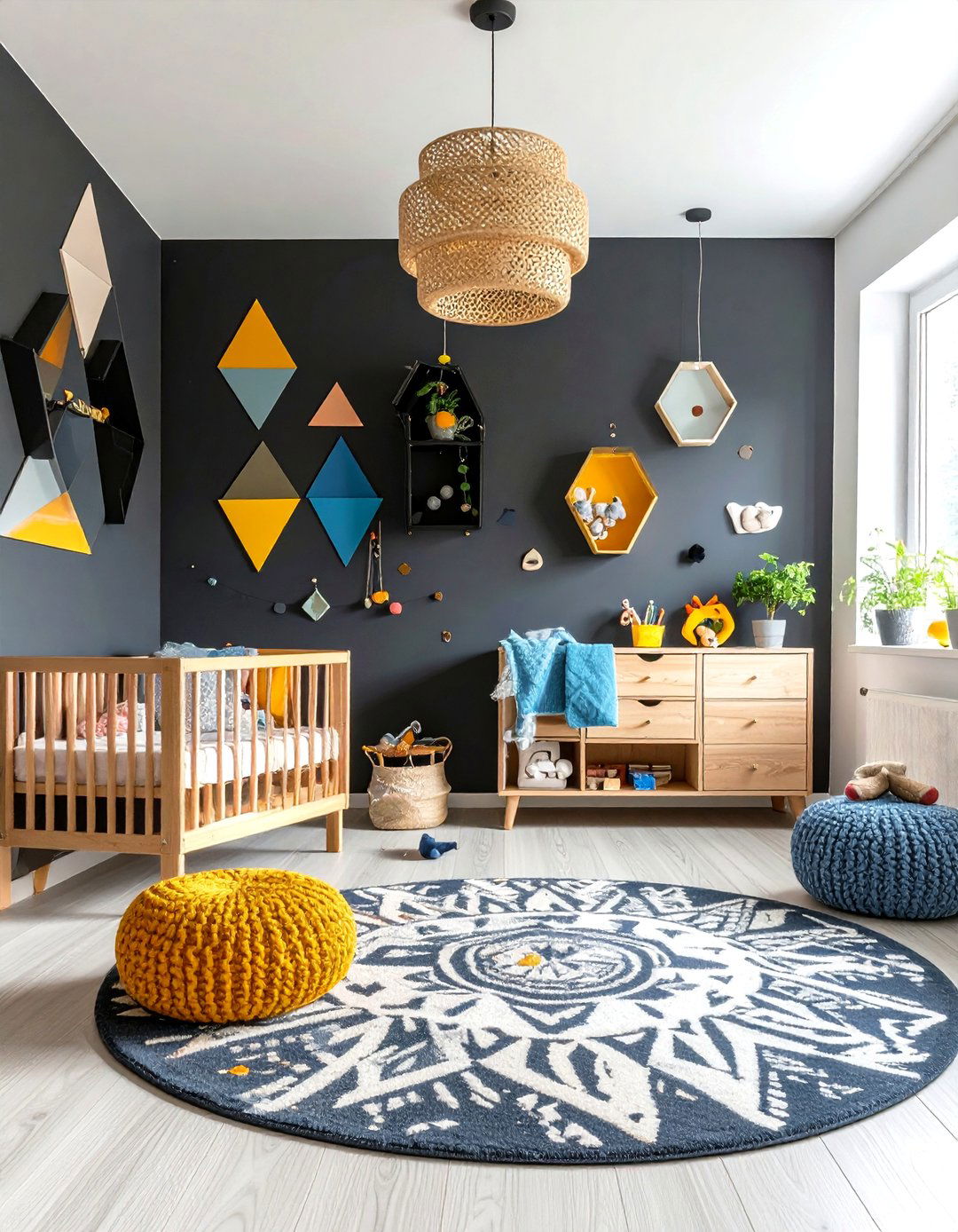 Geometric Black Pattern Play - 24 Black Nursery Ideas