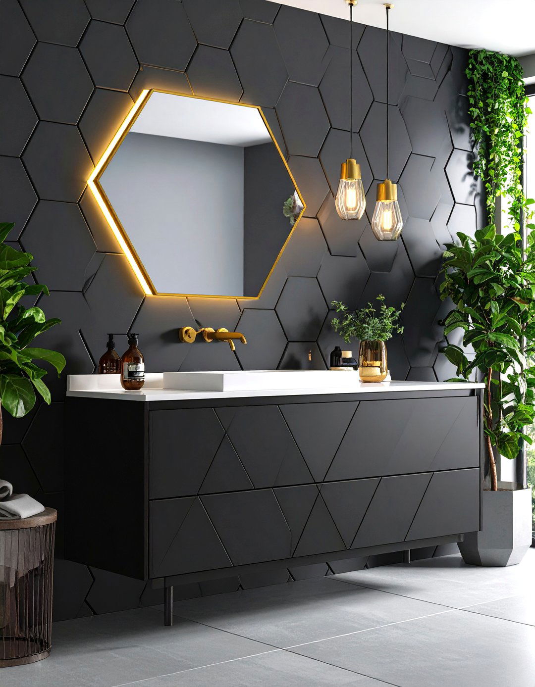 Geometric Black Vanity Modern Appeal