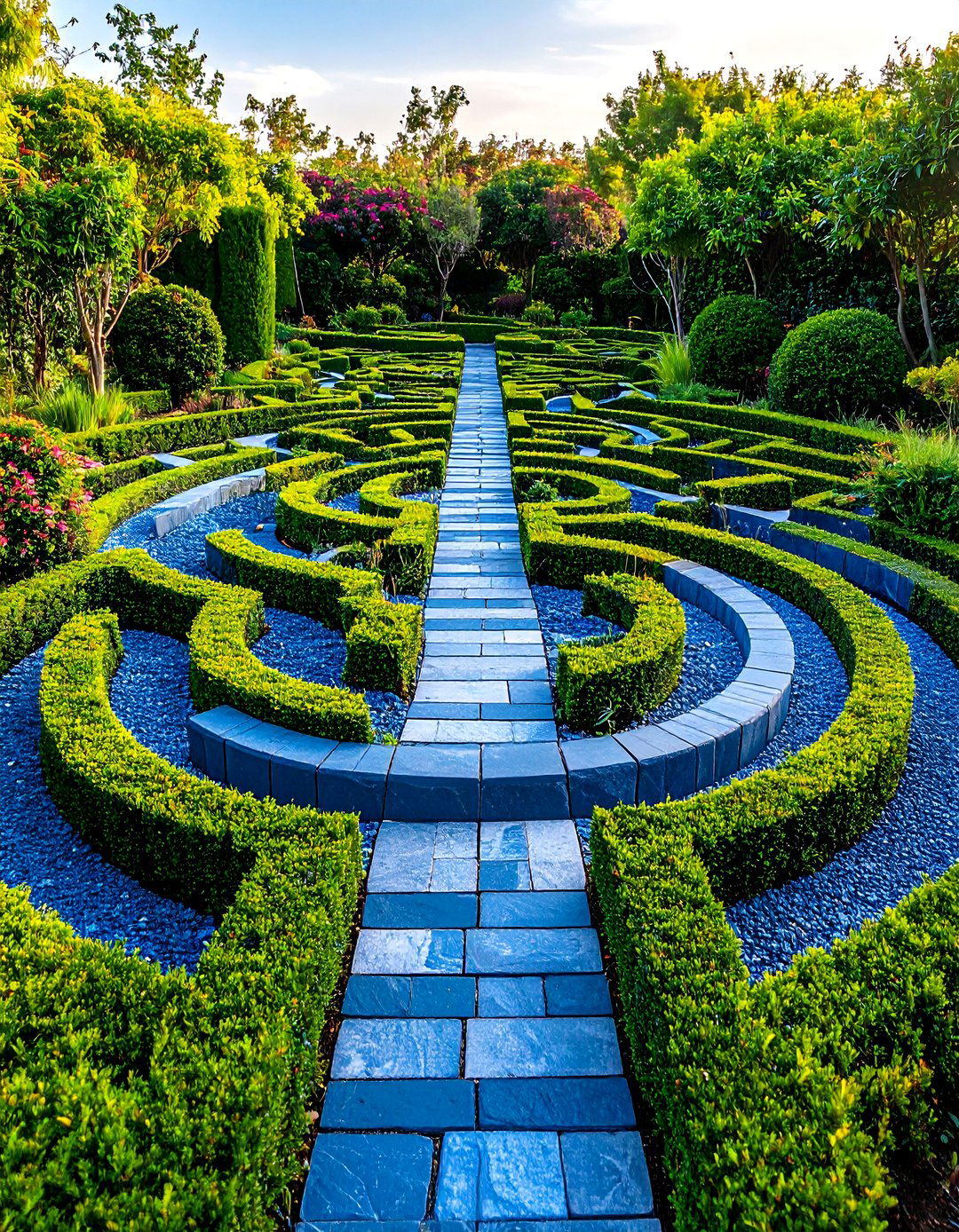 Geometric Bluestone Maze Pattern Design - 24 Bluestone Walkway Ideas