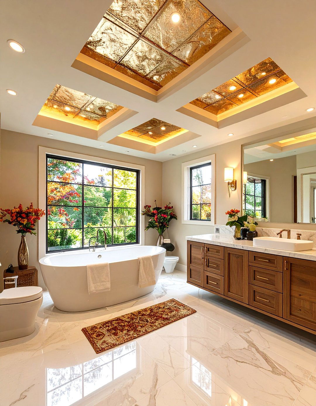 Geometric Ceiling Design Elements - 24 Art Deco Bathroom Ideas