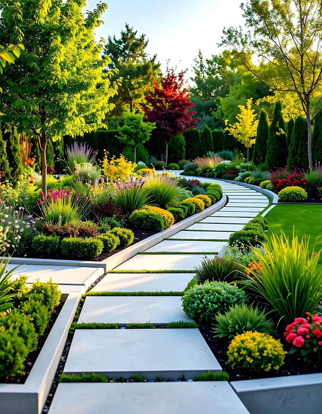 Geometric Concrete Garden Edging - 24 Concrete Garden Ideas