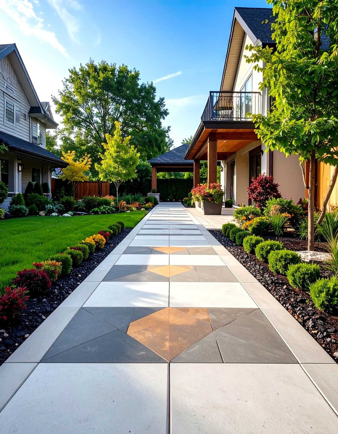Geometric Concrete Paver Pathways - 24 Mid-century Modern Landscaping Ideas