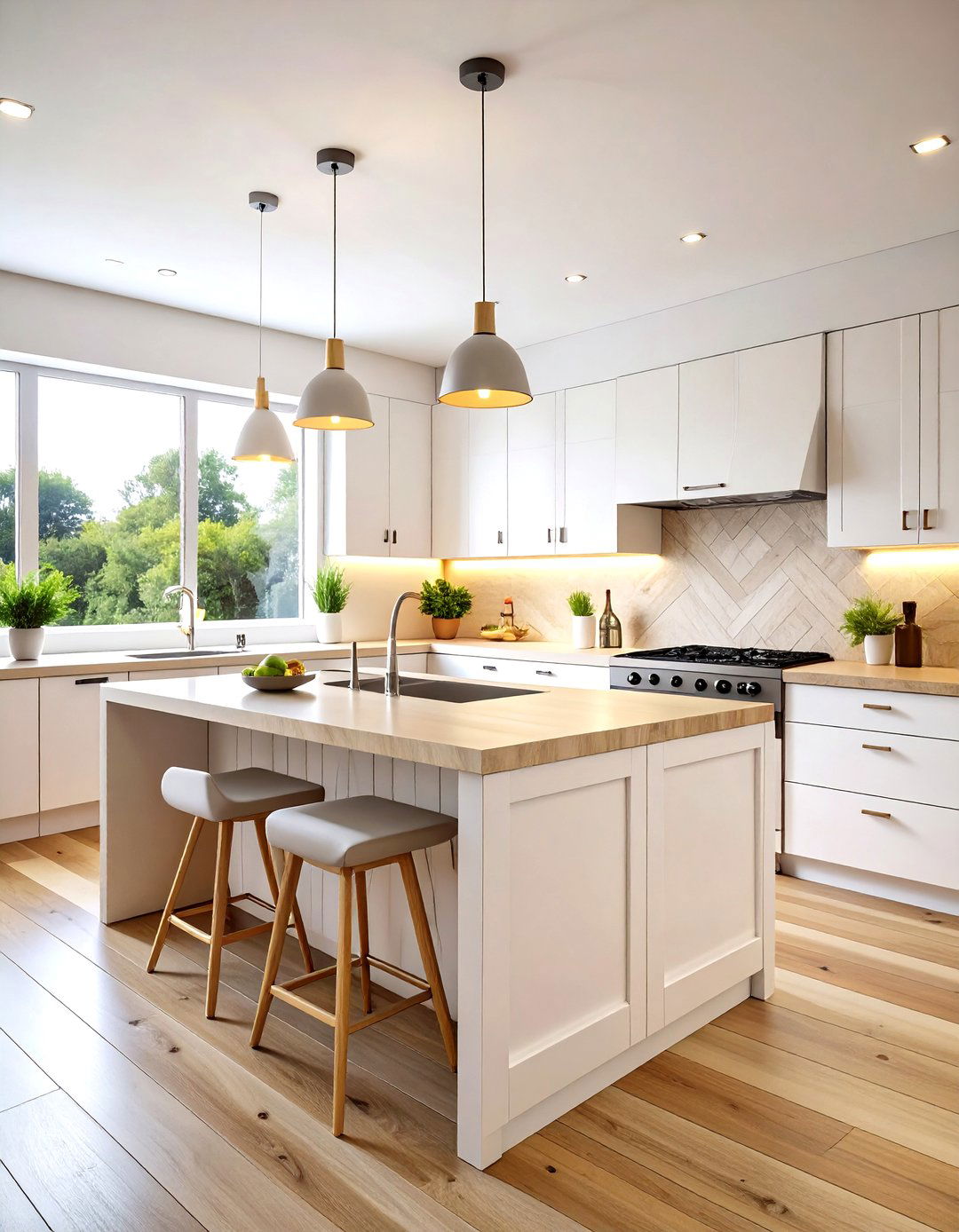 Geometric Cutout Modern Art Shiplap - 24 Shiplap Kitchen Island Ideas