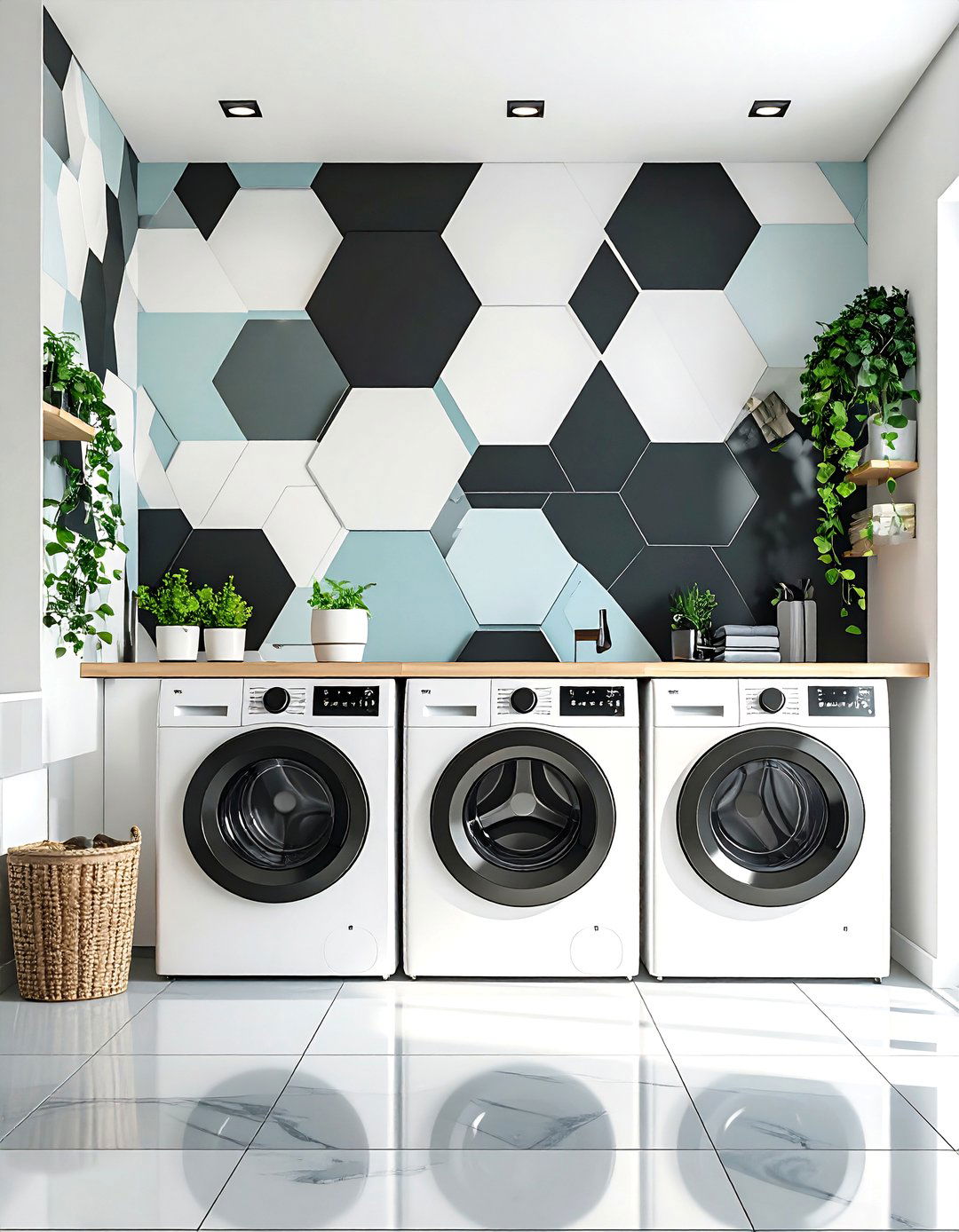 Geometric Hexagon Patterns - 24 Laundry Room Wallpaper Ideas