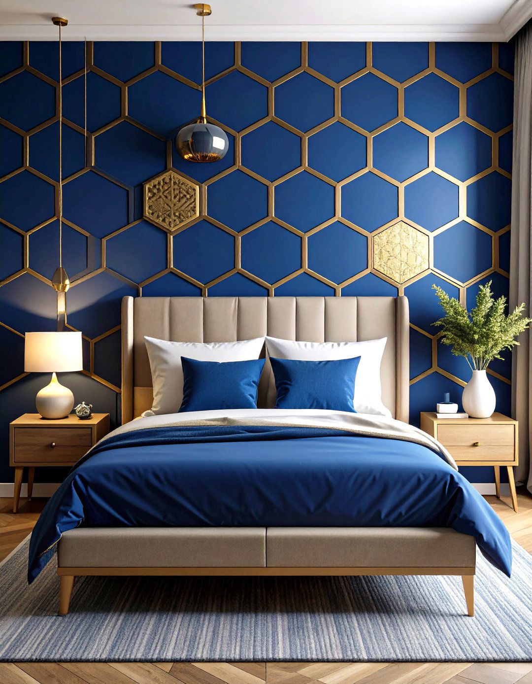 Geometric Hexagon Wallpaper for Modern Bedrooms - 24 Wallpaper Ideas