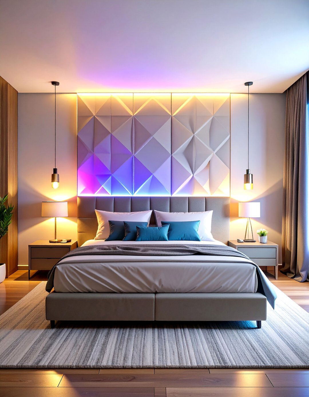Geometric LED Panel Arrays - 24 Bedroom Lighting Ideas