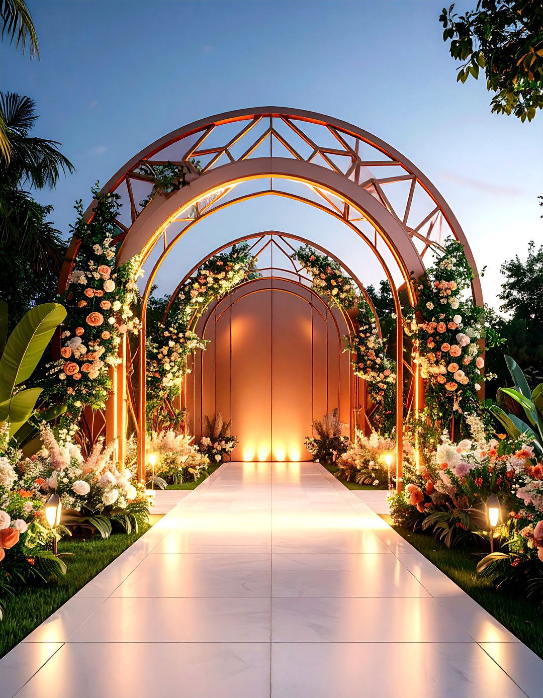 Geometric Modern Arch Entrance - 24 Wedding Entrance Ideas
