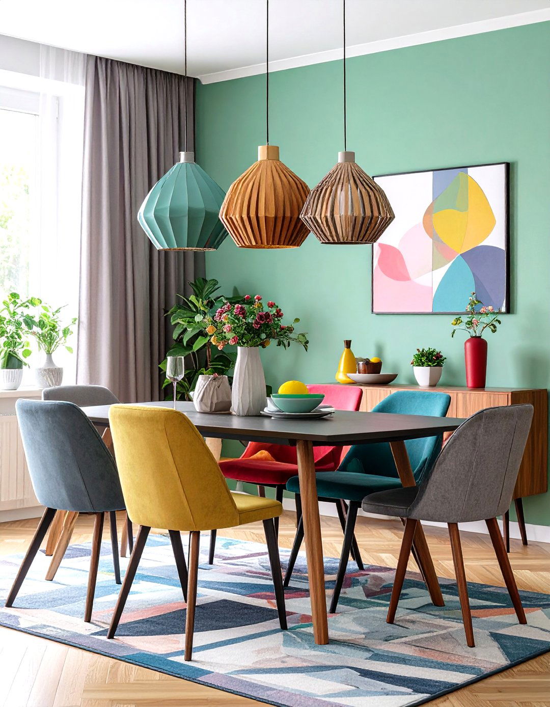 Geometric Modern Art Pieces - 24 Dining Table Decor Ideas