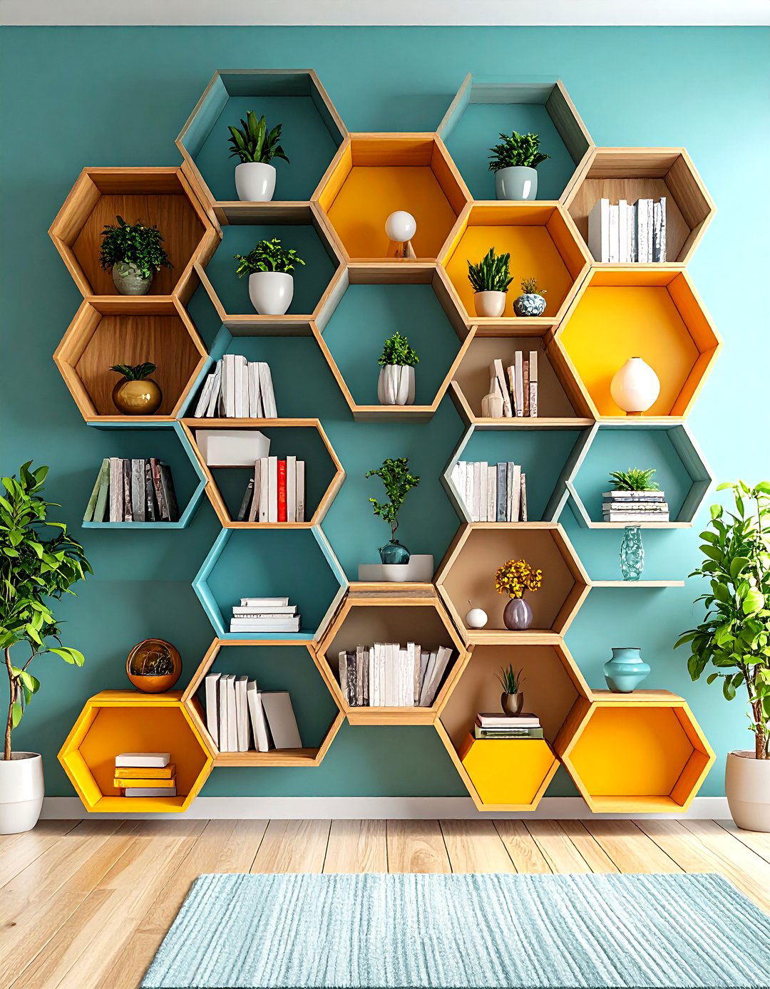 Geometric Modern Art Shelves - 24 Floating Shelves Ideas
