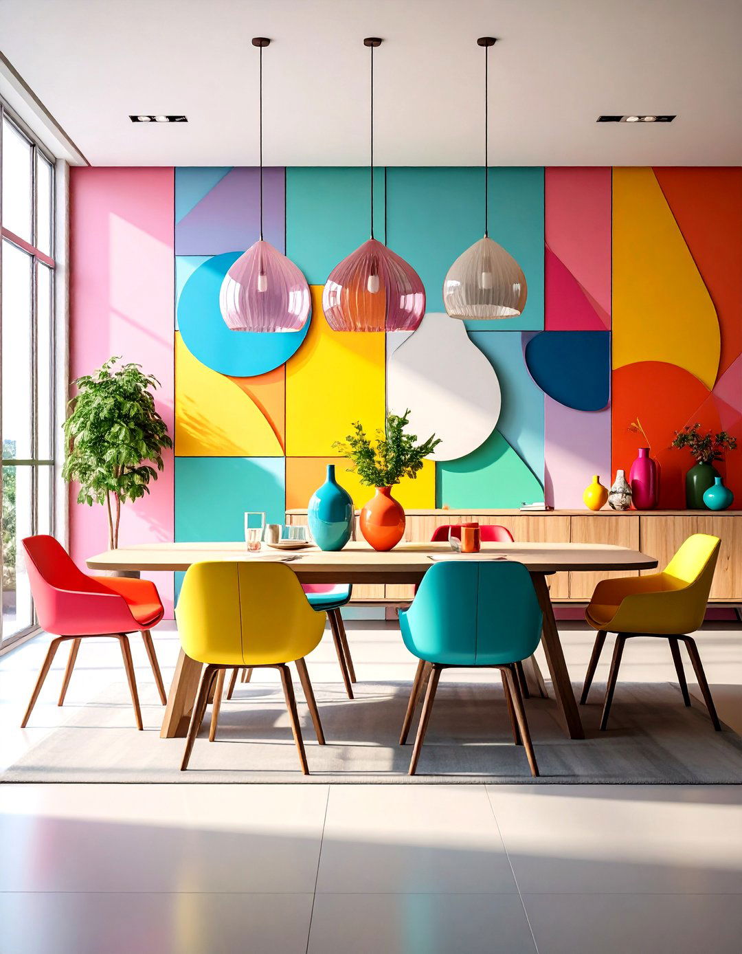 Geometric Modern Lines - 24 Sideboard Decor Ideas