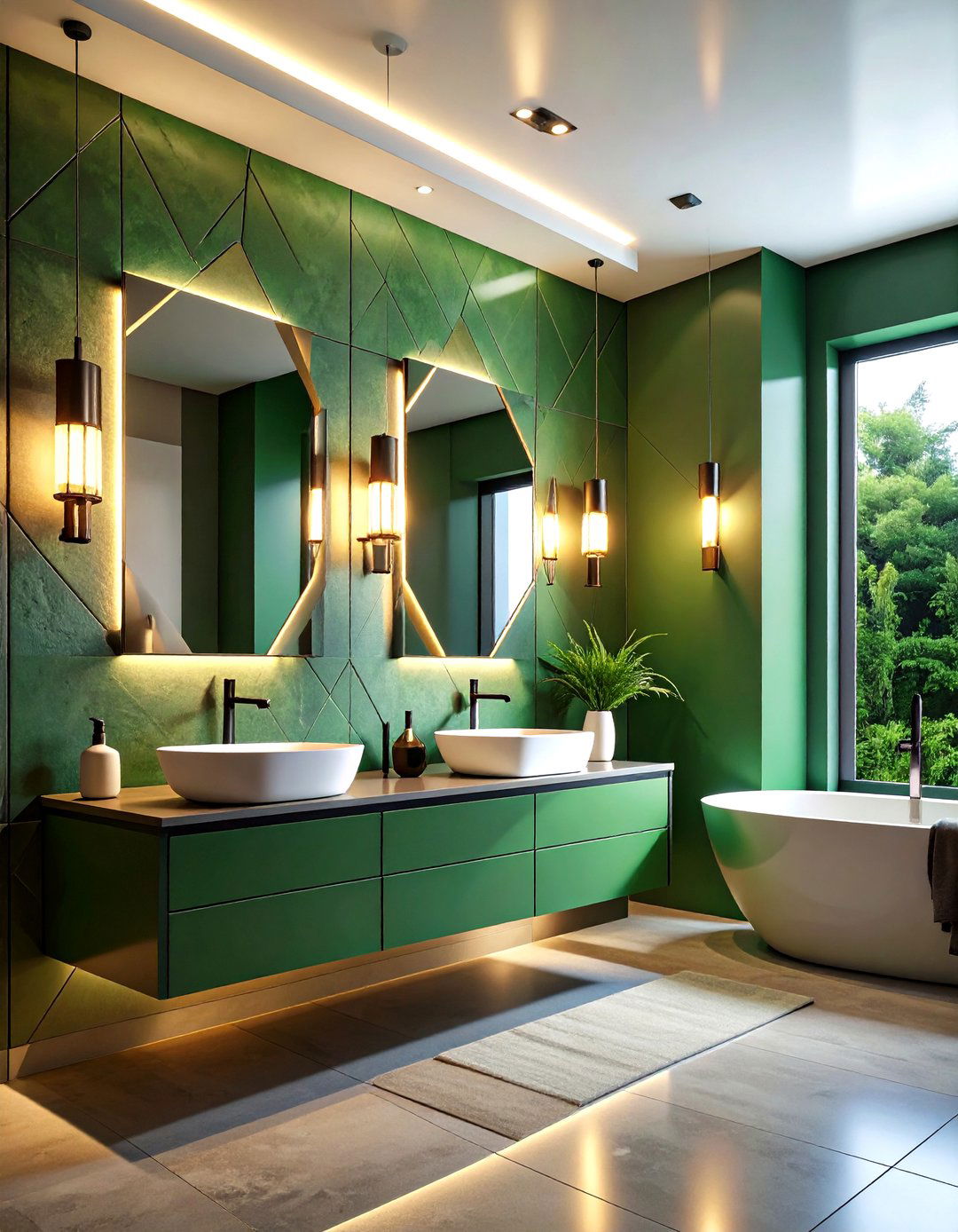 Geometric Modern Wall Light Installation for Contemporary Appeal - 24 Shower Lighting Ideas