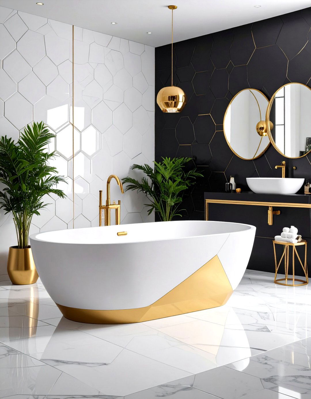 Geometric Mosaic Drop in Tub - 24 Drop in Tub Ideas