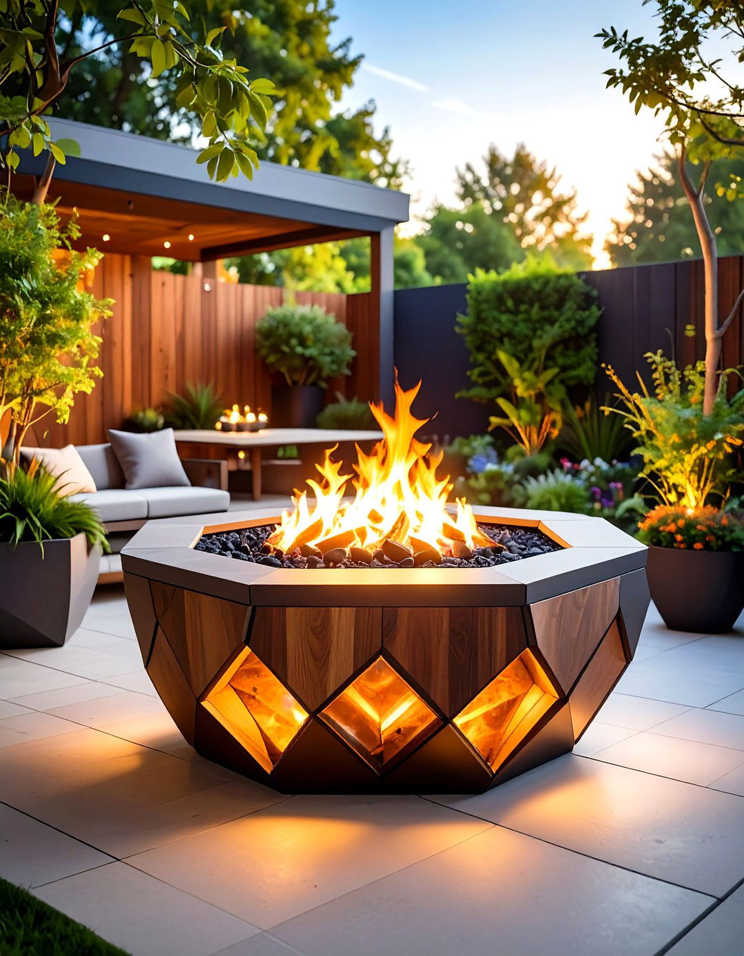 Geometric Panel Fire Pit - 24 Metal Fire Pit Ideas