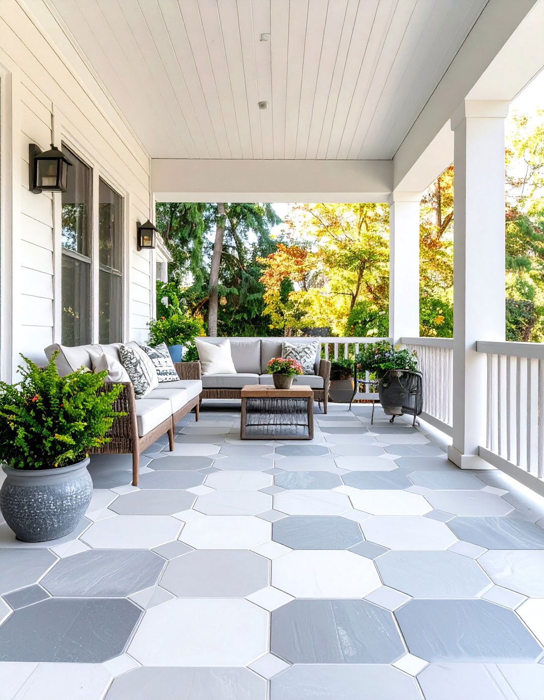 Geometric Pattern Arrangements - 24 Front Porch Tile Ideas