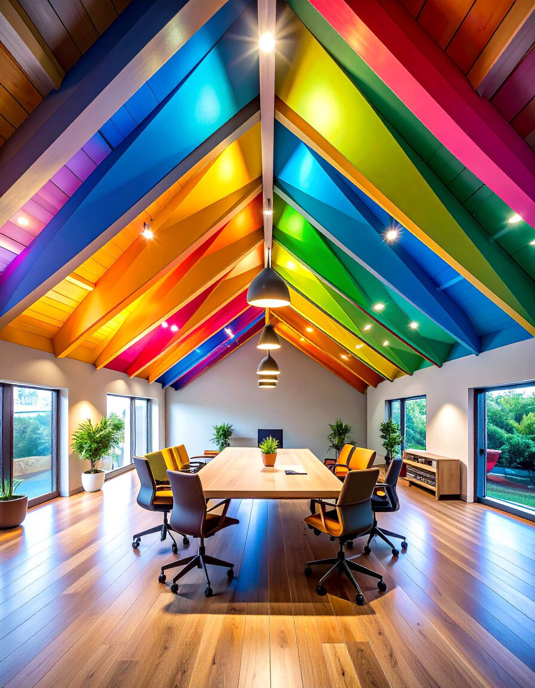 Geometric Pattern Basement Ceiling Art - 24 Basement Ceiling Ideas