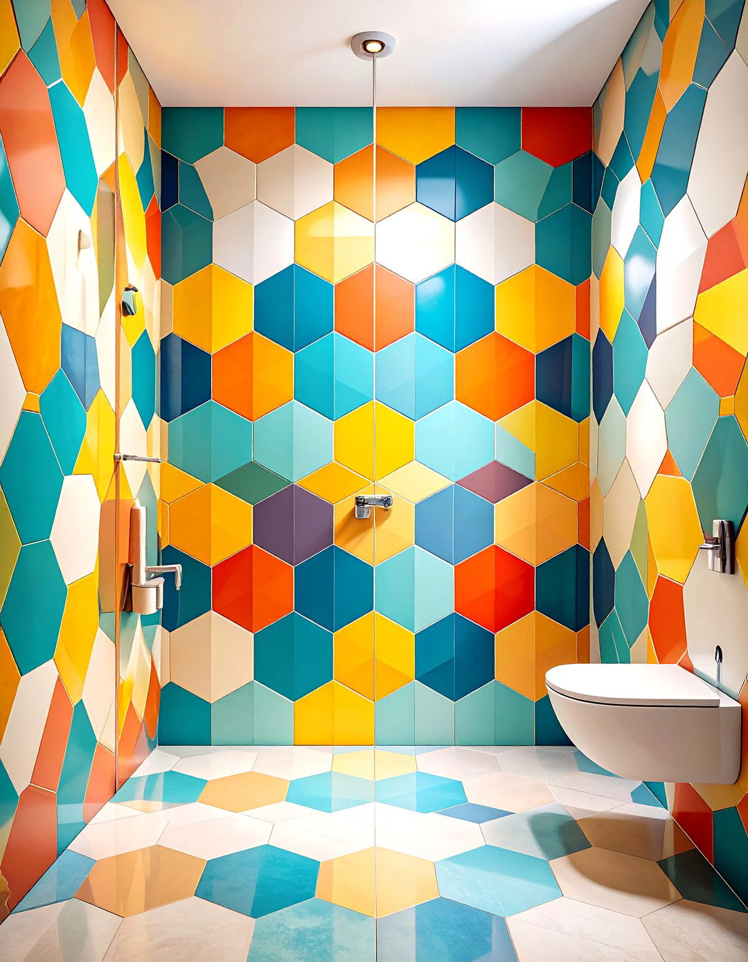 Geometric Pattern Combinations - 24 Shower Wall Ideas
